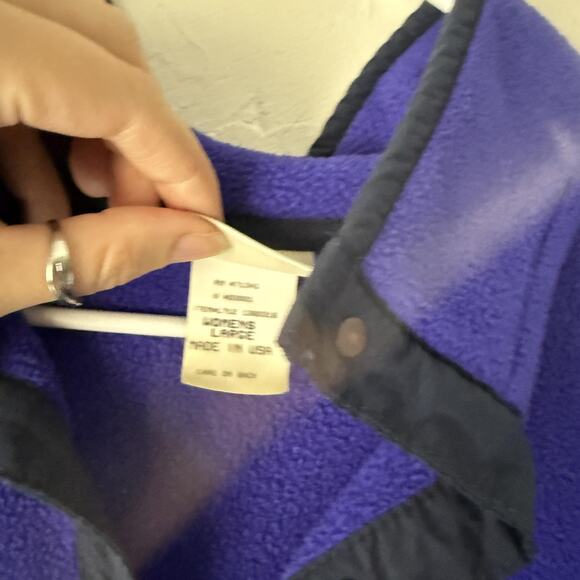 Vintage LL Bean Pullover Womens Large Fleece Snap Front Made USA 90s Outdoors - Picture 4 of 7